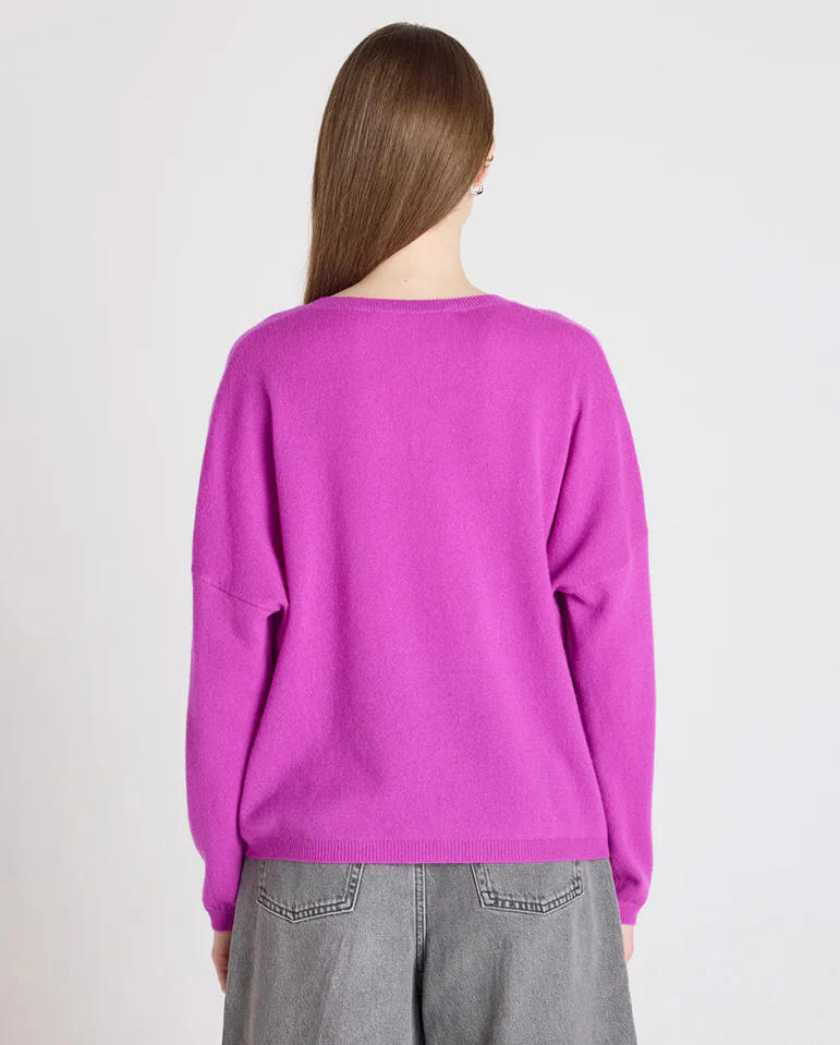 Alicia Cashmere V Neck - Purple Neon - Image 4