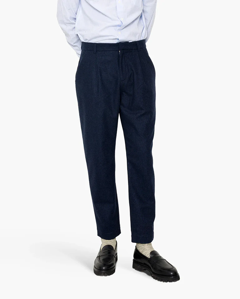 ASSEMBLY SUIT TROUSER - NAVY MELANGE WOOL - Image 3