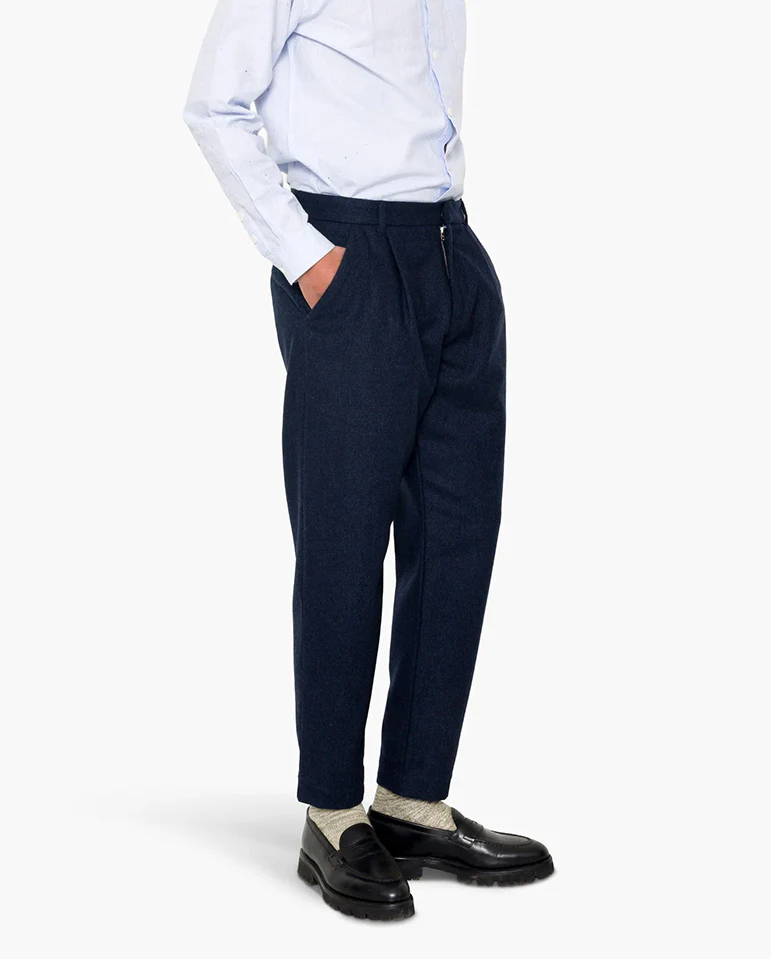 ASSEMBLY SUIT TROUSER - NAVY MELANGE WOOL - Image 4