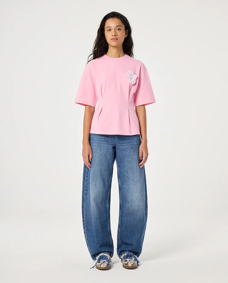 Asta Rosette Tee - Pink - Image 3
