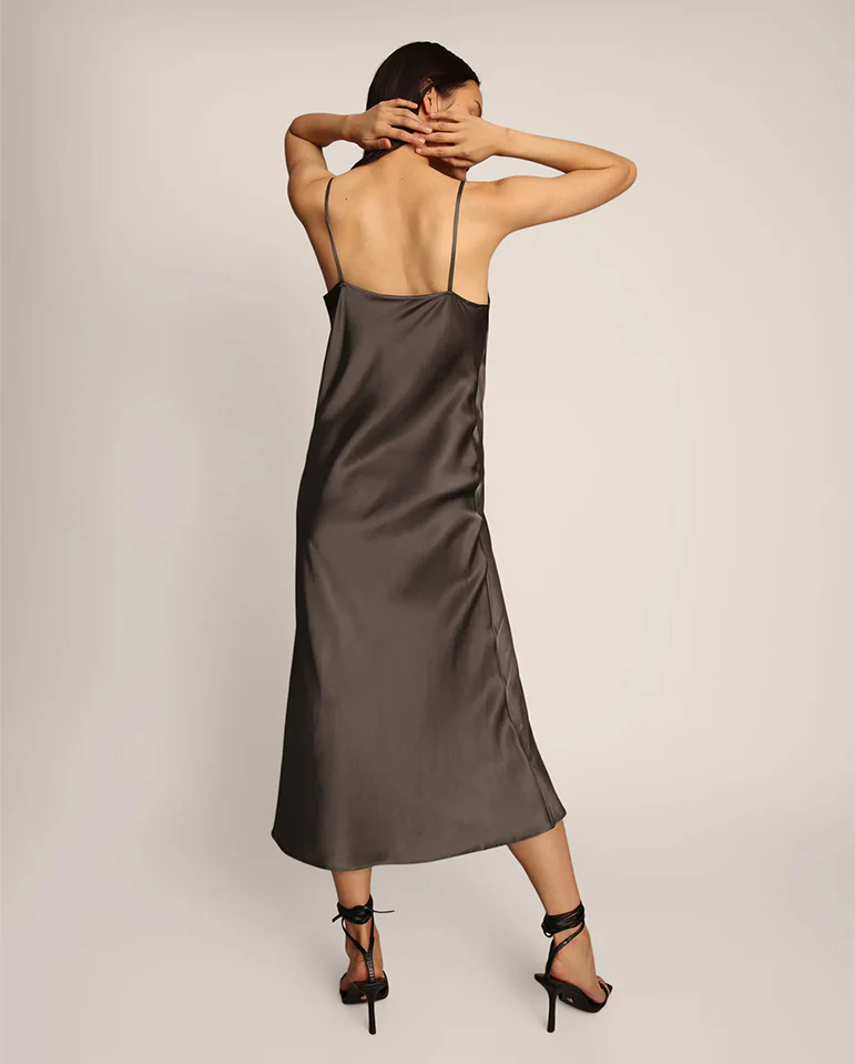 Babyloma Bias Cut Slip Dress Black - Image 3