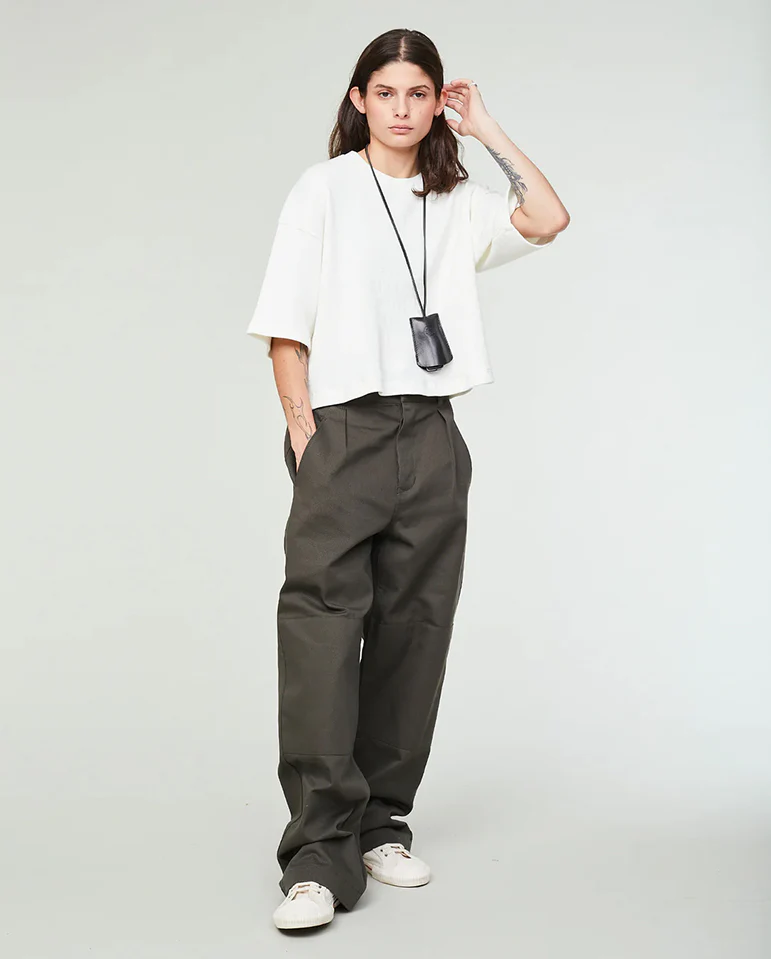 Big T Cropped Waffle Tee Offwhite - Image 3