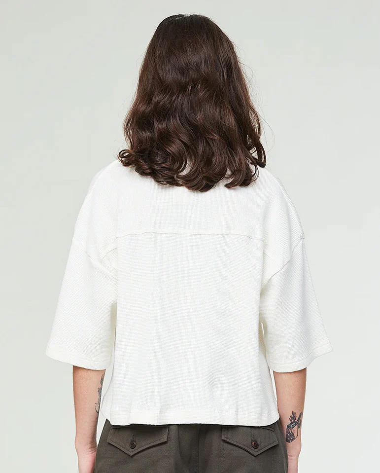 Big T Cropped Waffle Tee Offwhite - Image 4
