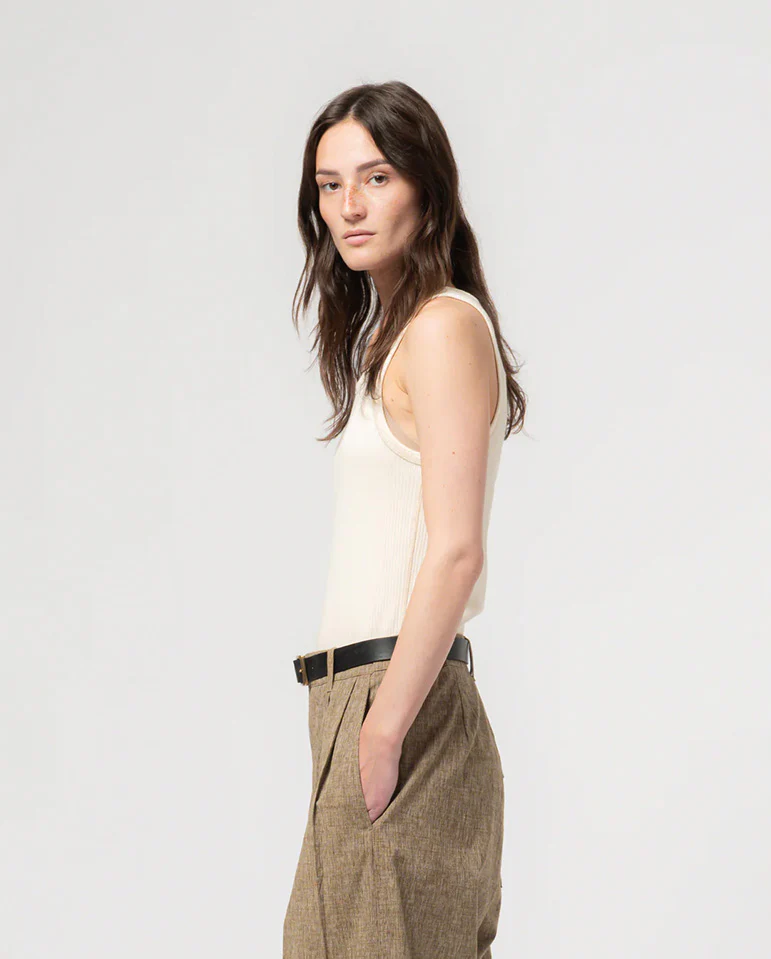 Body Top Rib Vest - Ecru - Image 3