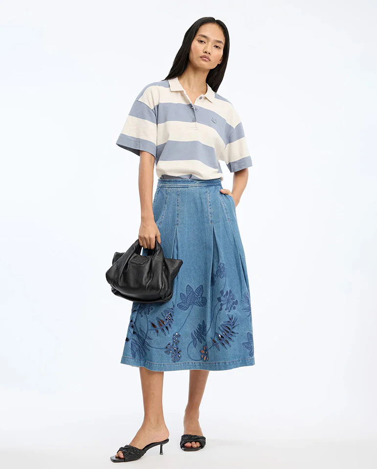 Bowen Denim Cutout Skirt - Blue - Image 2
