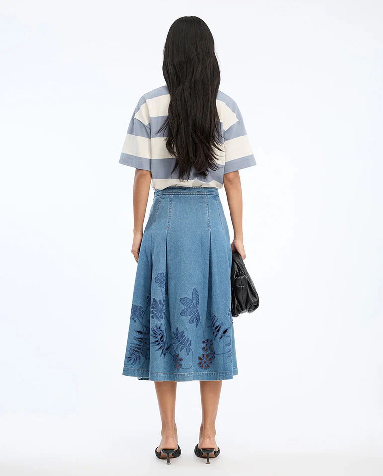 Bowen Denim Cutout Skirt - Blue - Image 3