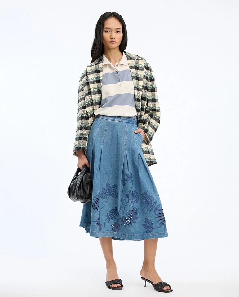 Bowen Denim Cutout Skirt - Blue - Image 5