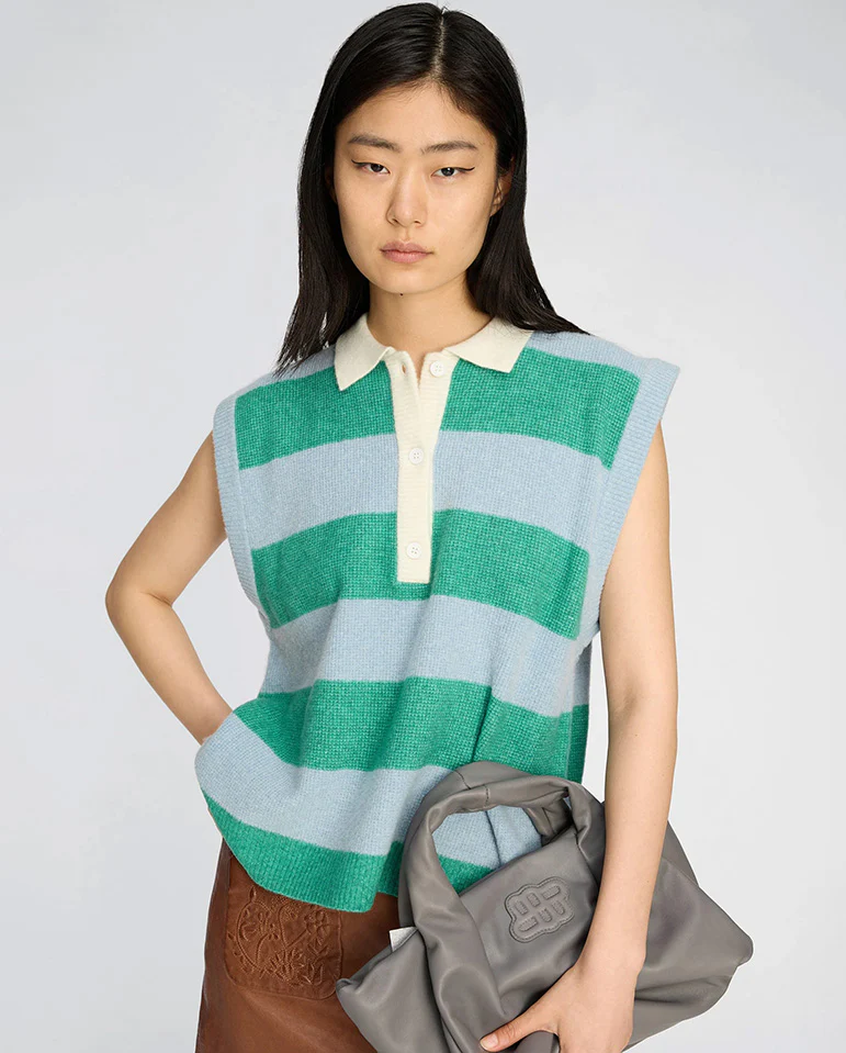 Bracha Polo Tank Top - Stripe Green - Image 3
