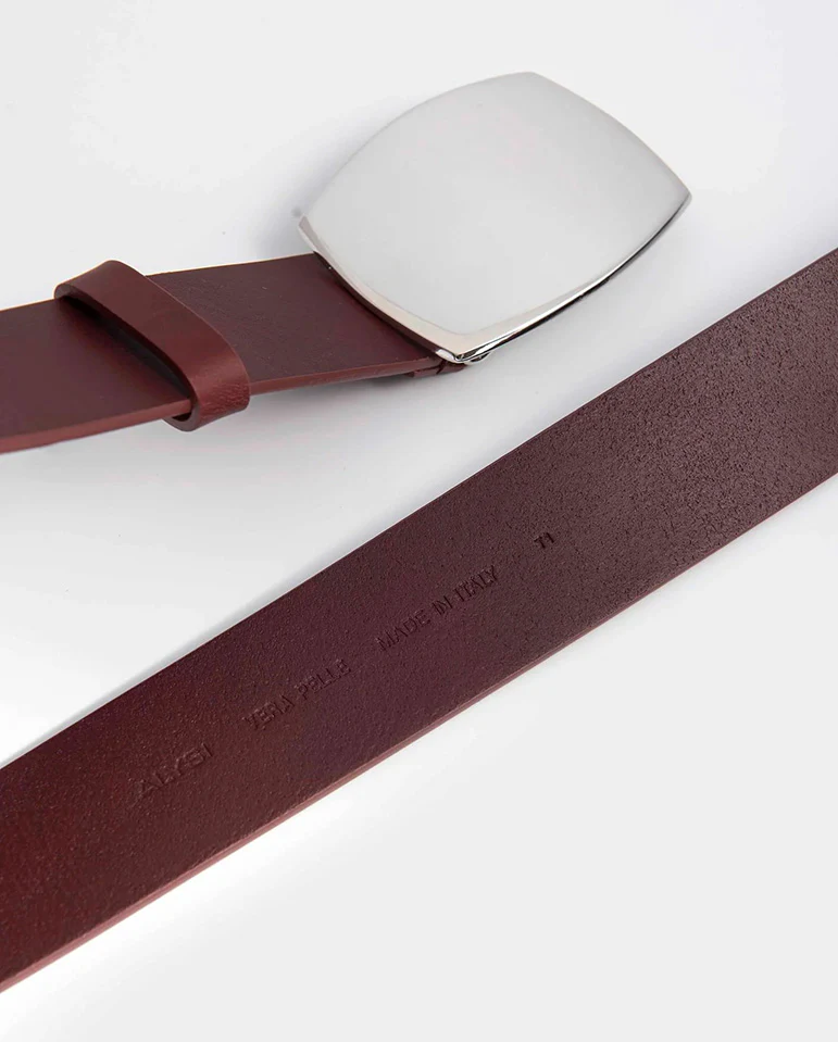 Buckle leather Belt - Grape - Image 3