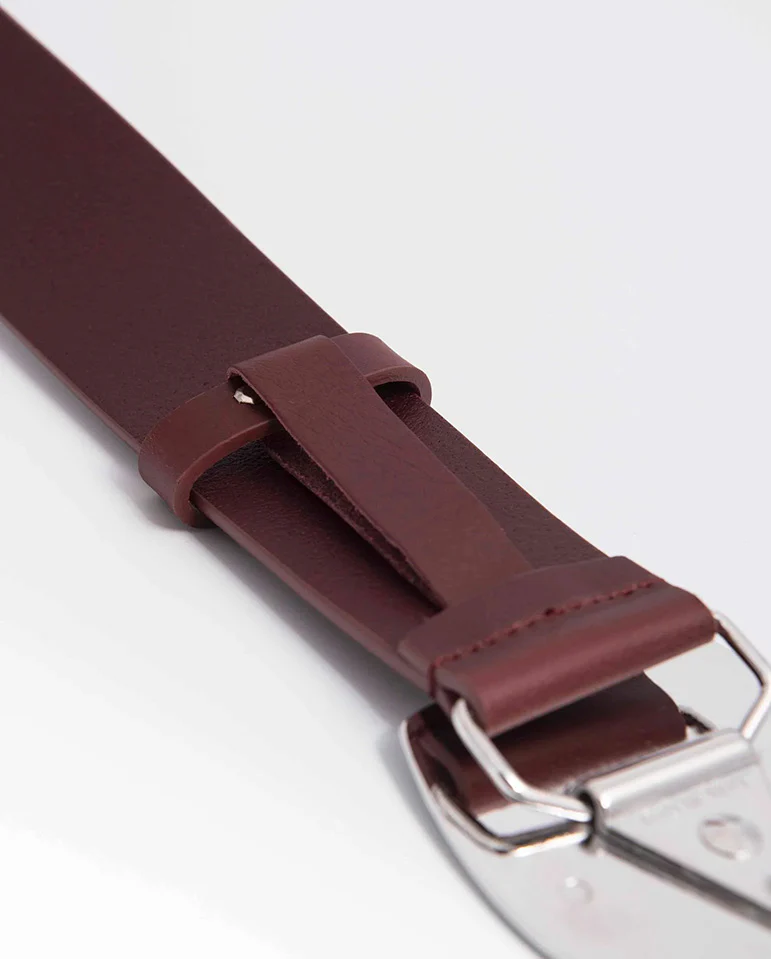 Buckle leather Belt - Grape - Image 4