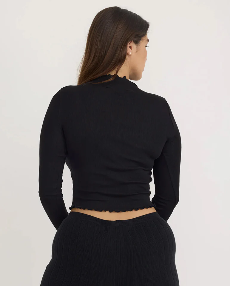 Core Rib Mock Neck Tee - Black - Image 3