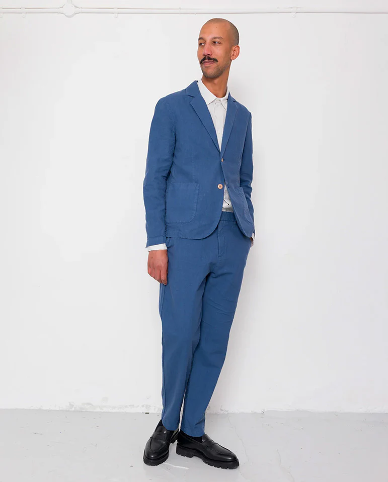COTTON LINEN BLAZER - WOAD - Image 3