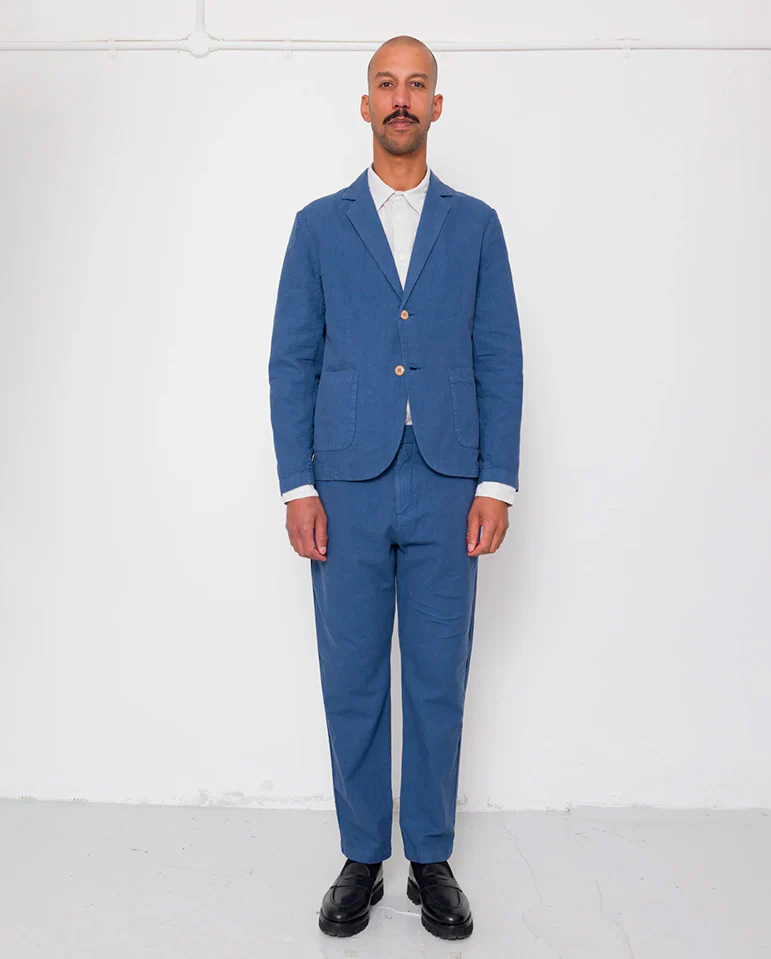 COTTON LINEN BLAZER - WOAD - Image 4