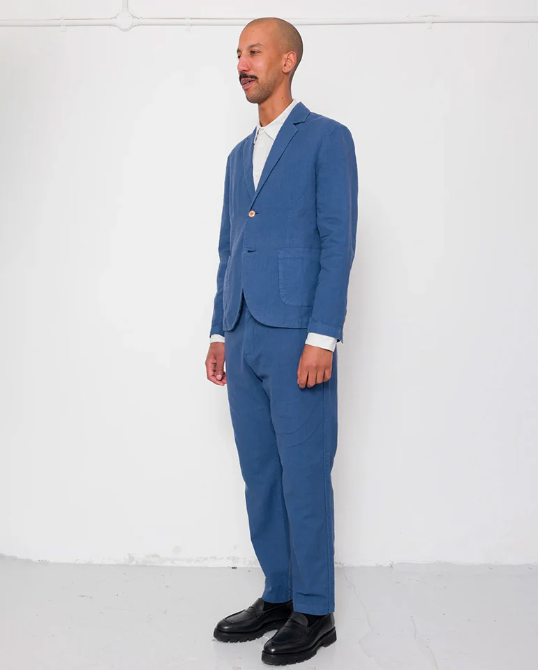 COTTON LINEN BLAZER - WOAD - Image 5