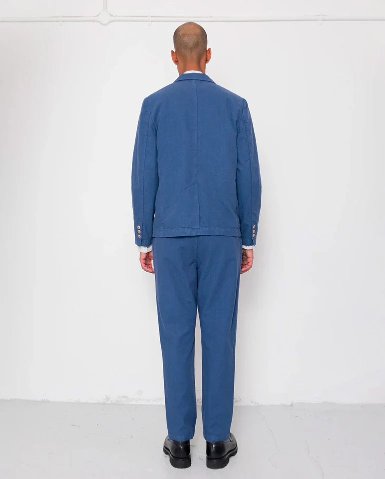COTTON LINEN BLAZER - WOAD - Image 6