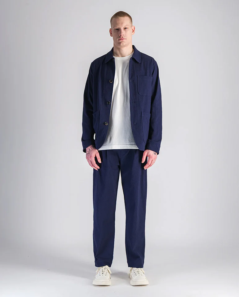 Double Pleats pants - navy seersucker - Image 2