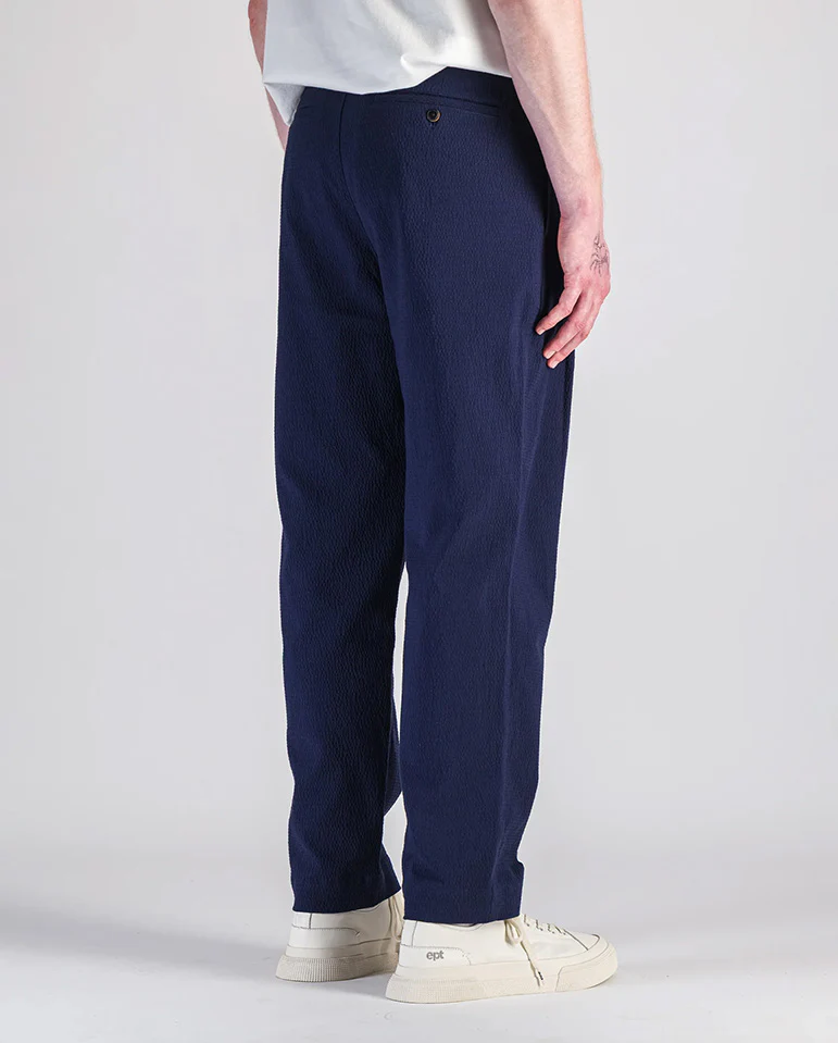 Double Pleats pants - navy seersucker - Image 3