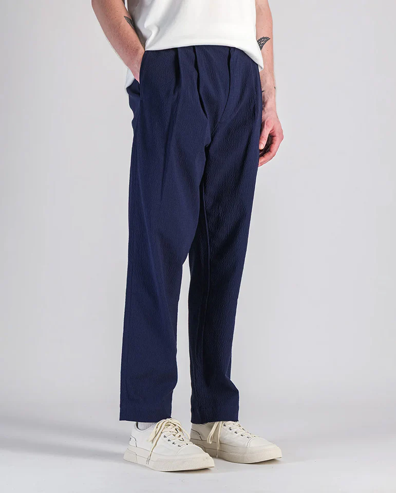 Double Pleats pants - navy seersucker - Image 4