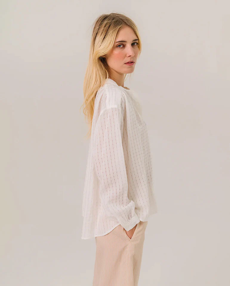 Ella Seersucker blouse - WHITE - Image 3