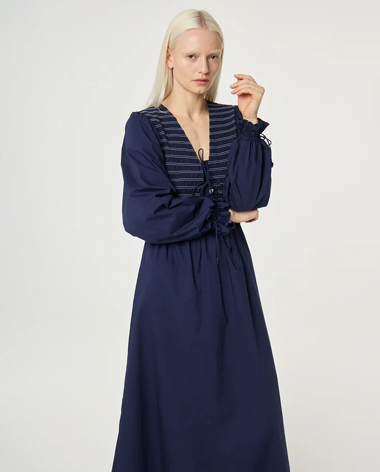 Elouise Midi Dress - Navy - Image 3