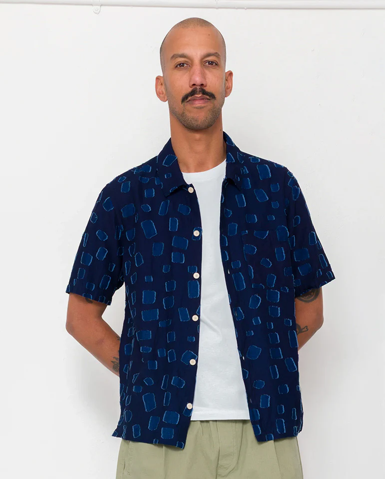 GABE SHIRT - INDIGO IRREGULAR DOT - Image 3