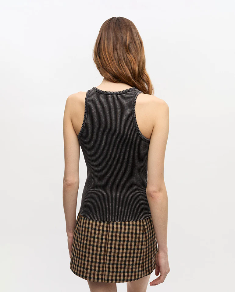 Heavy Rib Jersey Tank Top - Black Wash - Image 5