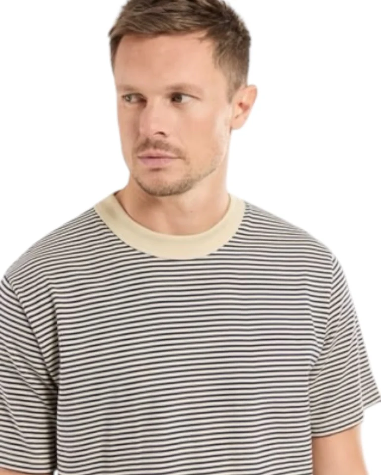 Heritage stripe Tee - Gravel / Marine Deep - Image 3