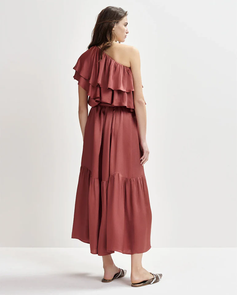 Hoenix Asymetric Dress - Burnt Coral - Image 4