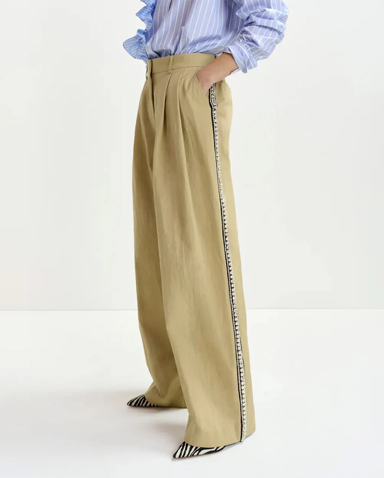 Iso rhinestone tape pant - Beige - Image 4