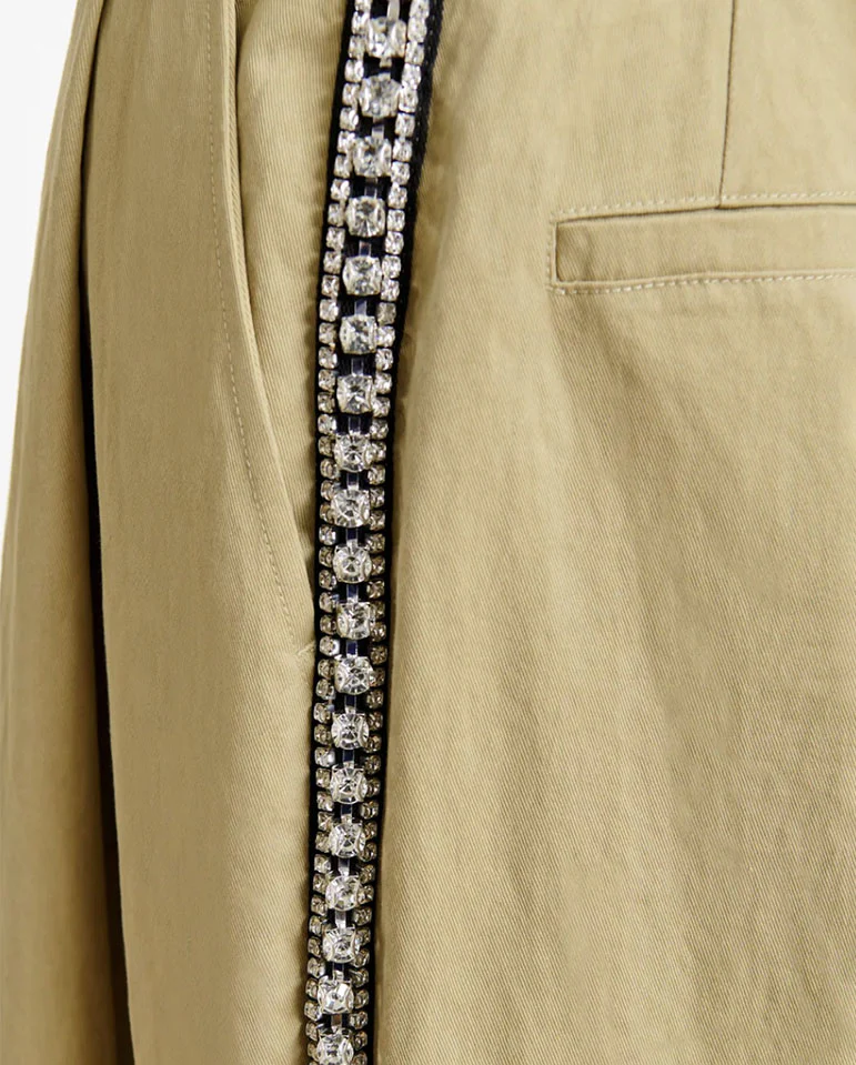 Iso rhinestone tape pant - Beige - Image 5