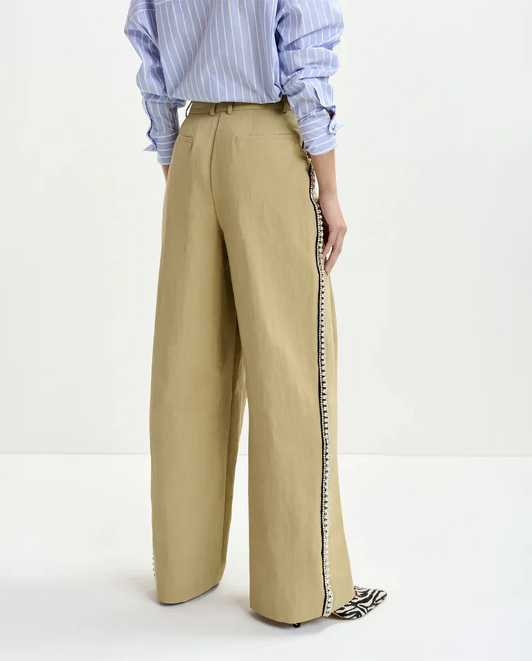 Iso rhinestone tape pant - Beige - Image 6
