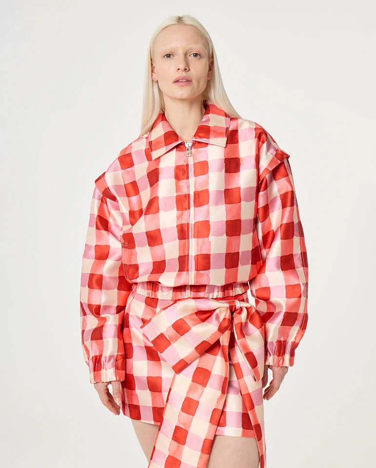 Jay Jacket - Tangerine / Cosy white Check - Image 3