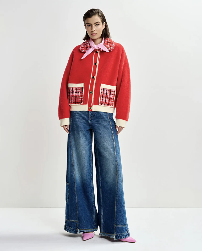Joilu Knit Jacket  - Orange - Image 4