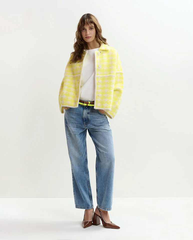 Joking Knit Jacket with collar - Lemon - Image 3