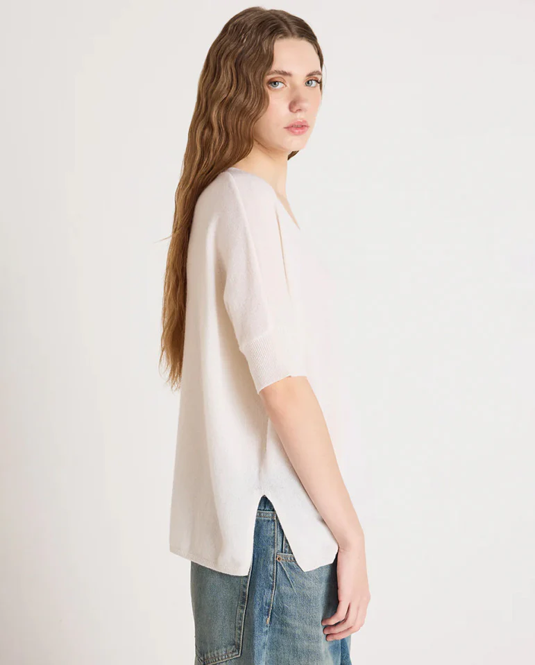 Kate Cashmere V Neck - Cream - Image 3