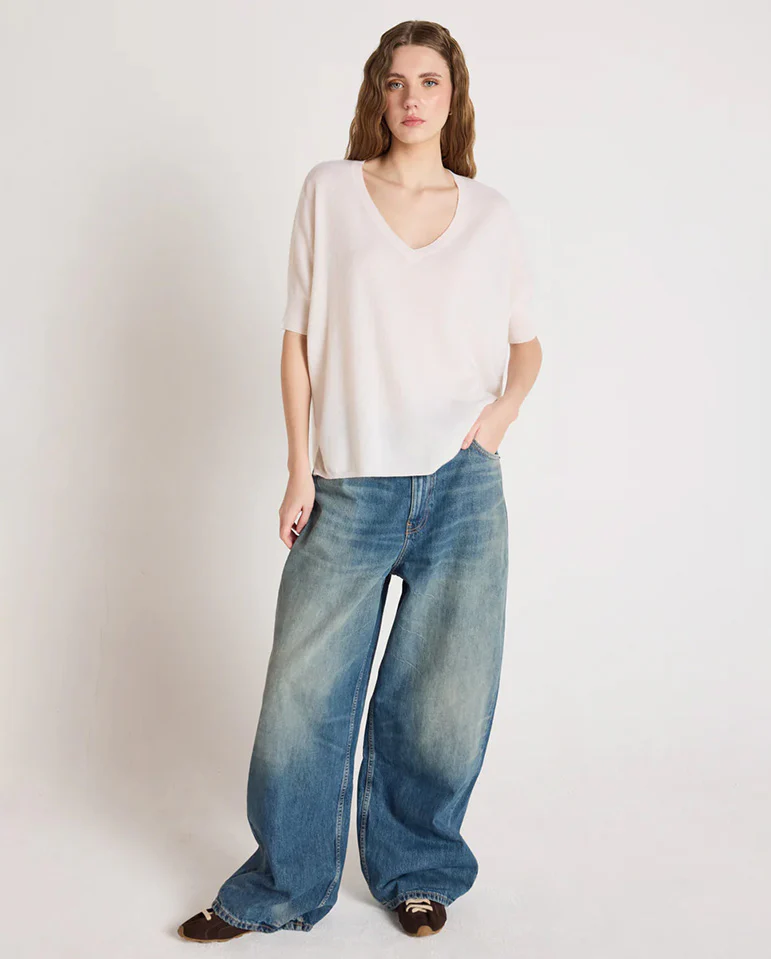 Kate Cashmere V Neck - Cream - Image 4