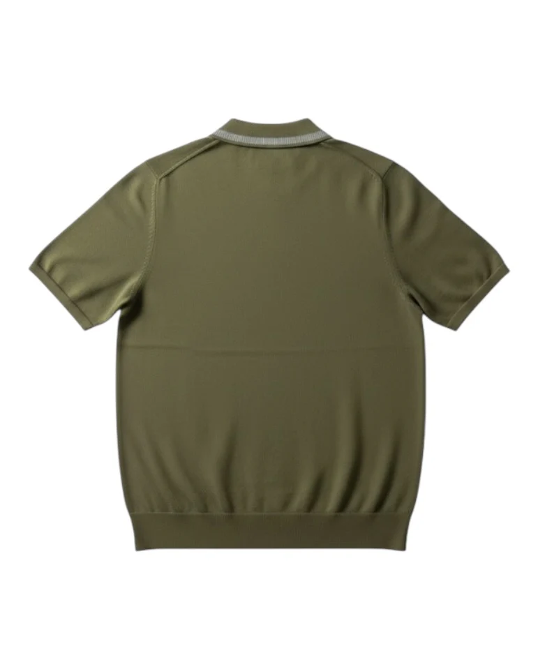 Knitted Polo - Olive Green - Image 3