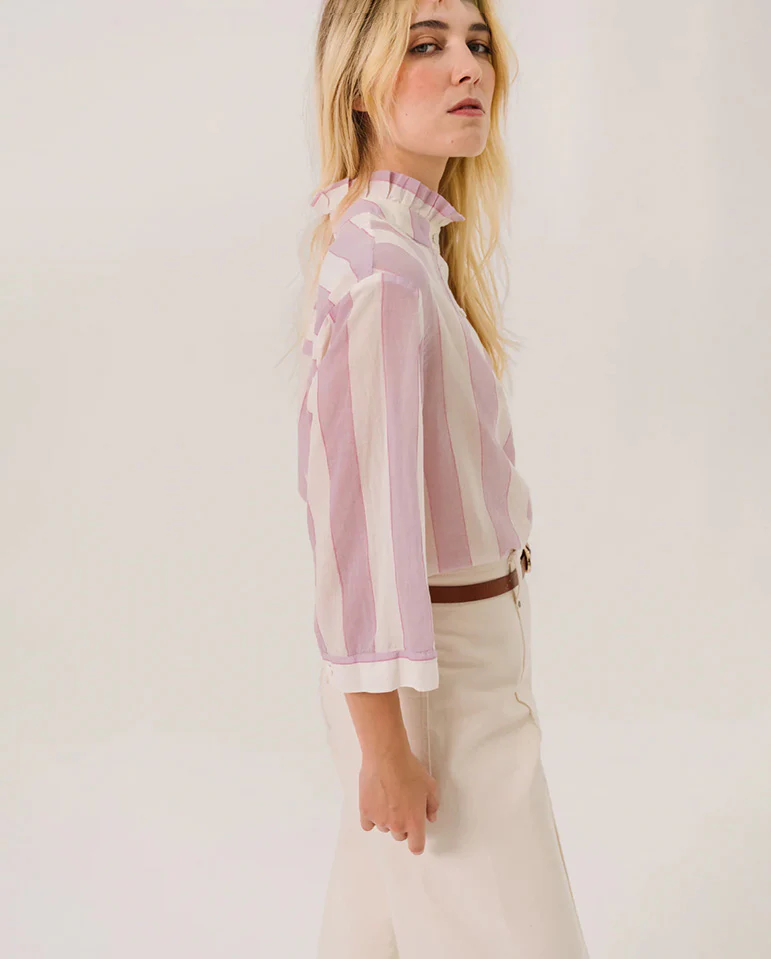 Loretta Wide Stripe Blouse - Rose - Image 3