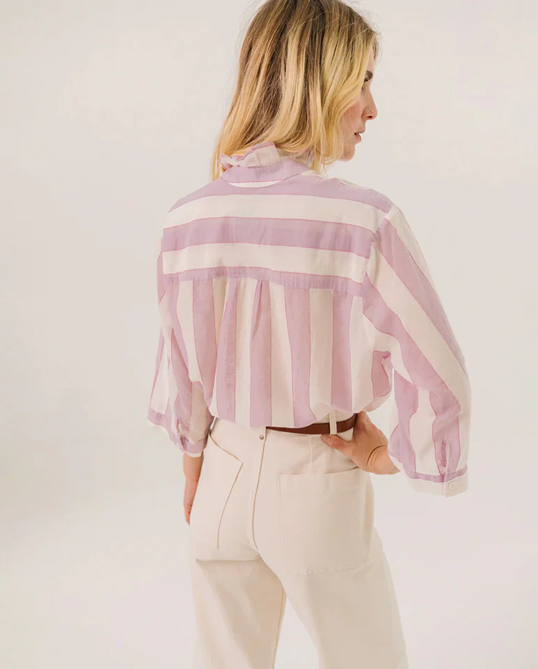 Loretta Wide Stripe Blouse - Rose - Image 4
