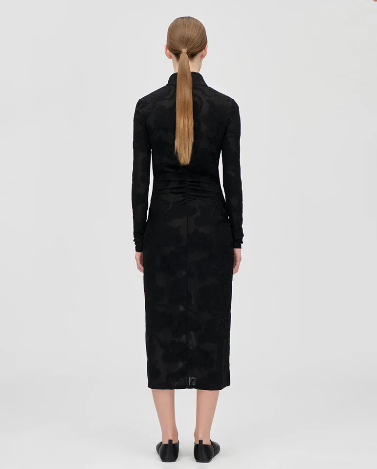 Lurex Devore Dress - Black Petunias - Image 3
