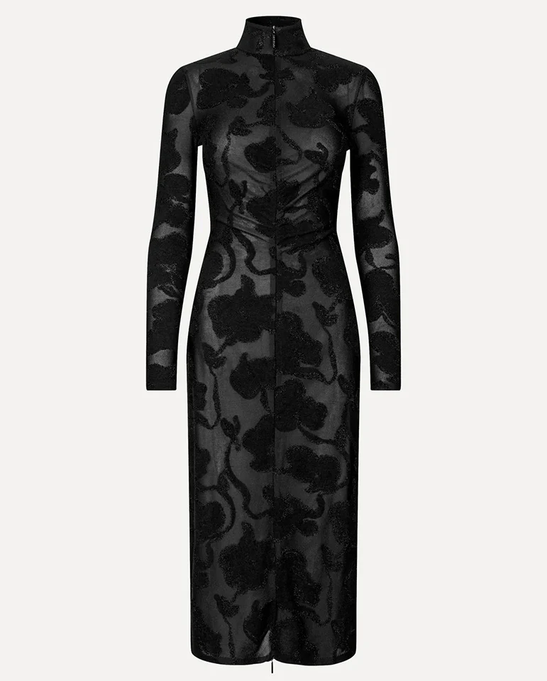 Lurex Devore Dress - Black Petunias - Image 4