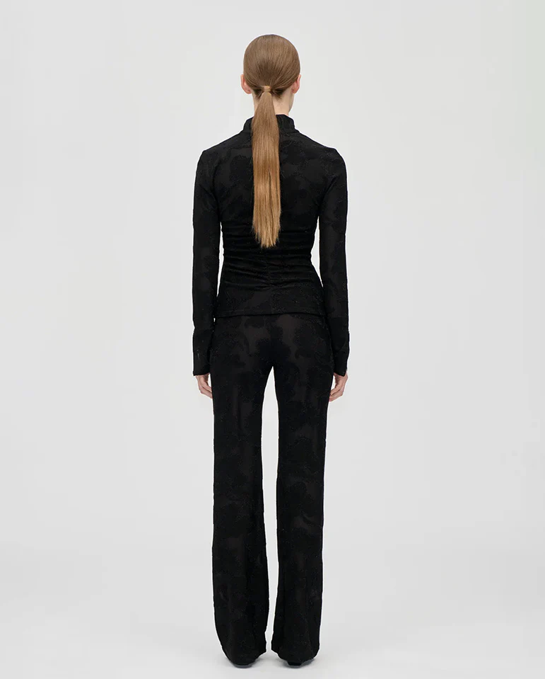 Lurex Devore Jersey Pant - Black - Image 3
