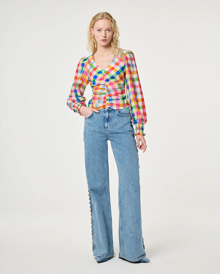 Madeleine Top - Cosy white / Solar Check - Image 3