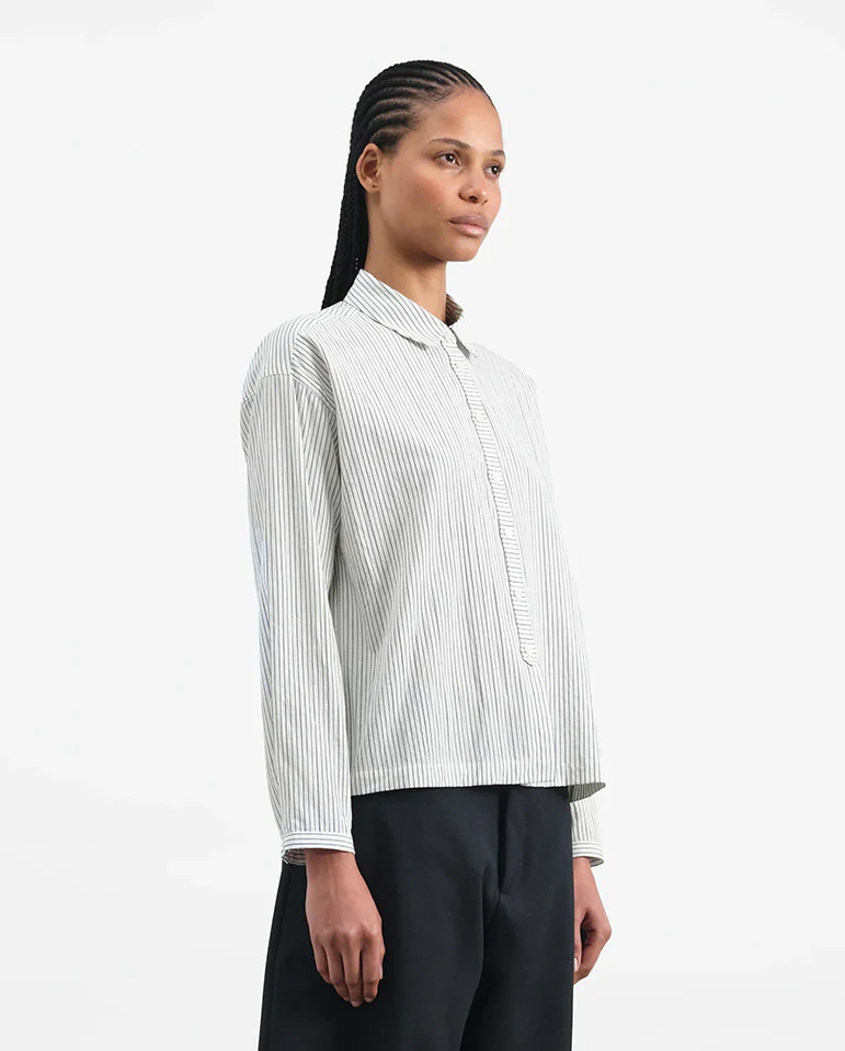 Marianne Stripe Shirt - Natural/Navy - Image 3