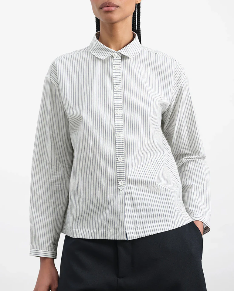 Marianne Stripe Shirt - Natural/Navy - Image 4