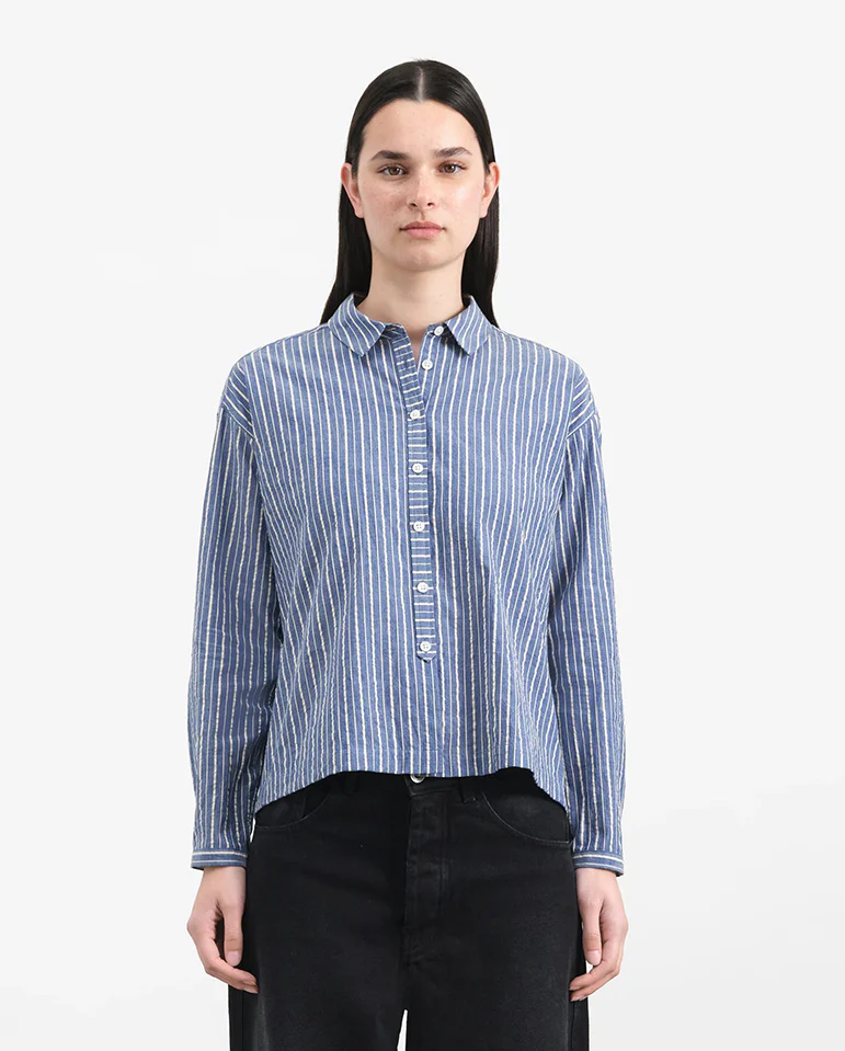 Marianne Stripe Shirt - Navy/Natural - Image 3