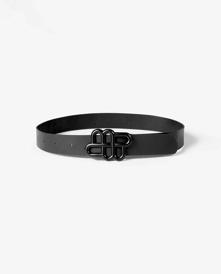 Matter leather Belt - Black - Image 3