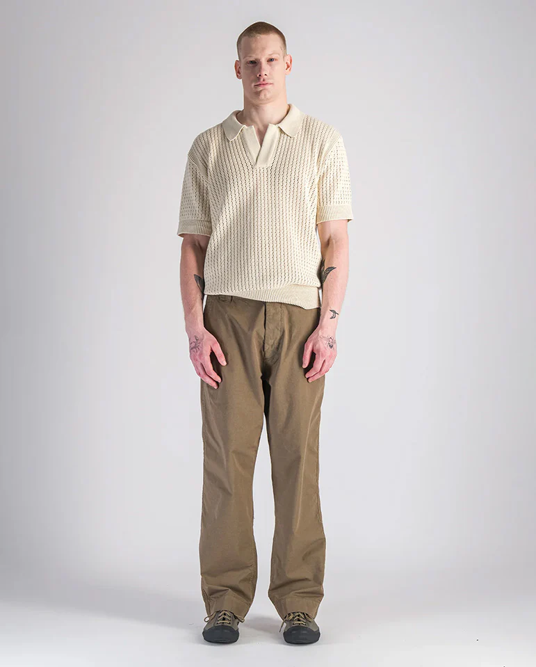 Mesh knitted polo - beige - Image 2