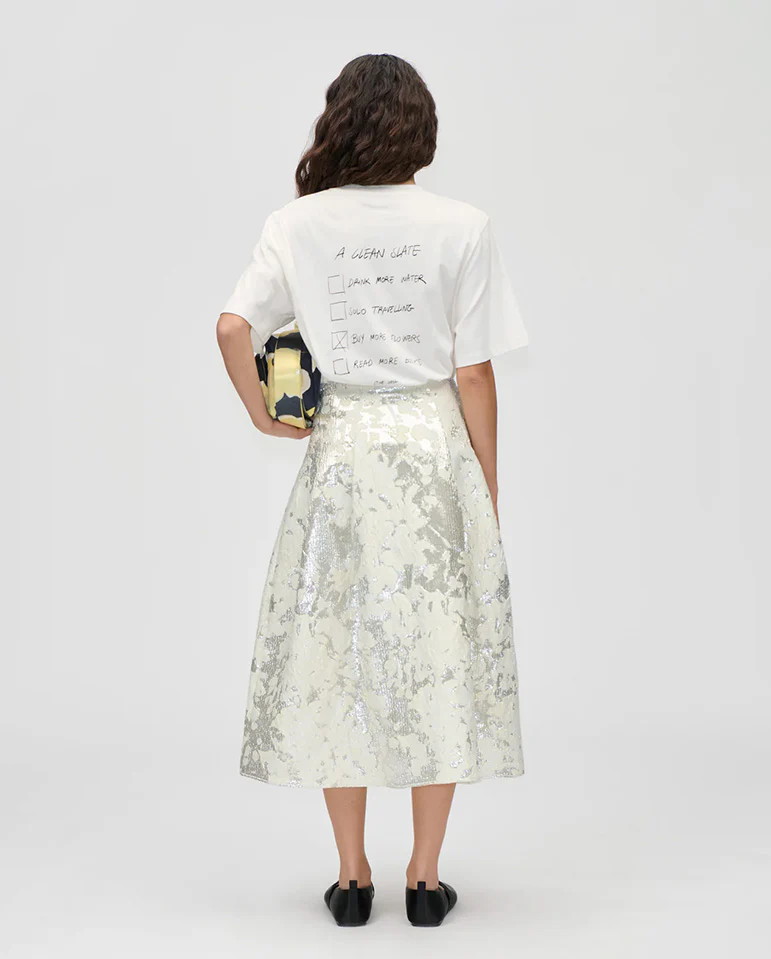 Metallic Jacquard Skirt - Off white - Image 3