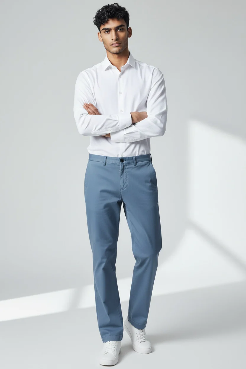 Regular Fit Clean Chino - Grey/Blue - Image 2